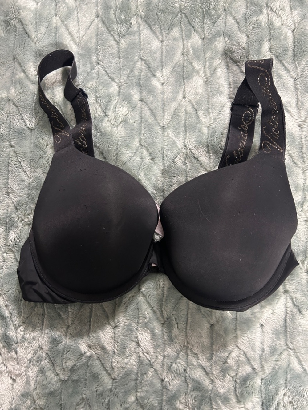 Victoria's Secret Black Molded T-Shirt Bra with Branded Straps